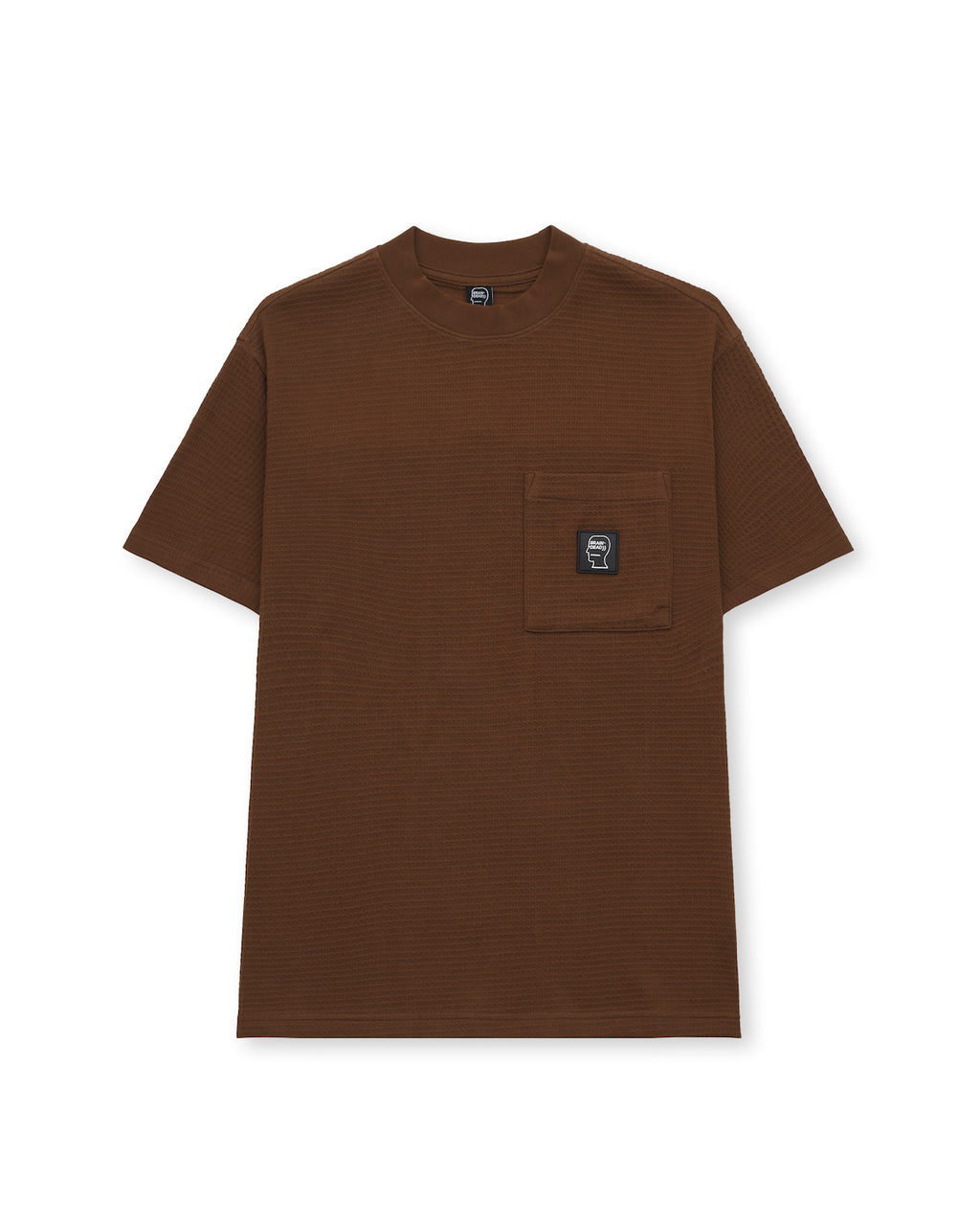 Mini Waffle Mock Neck T-Shirt - Brown