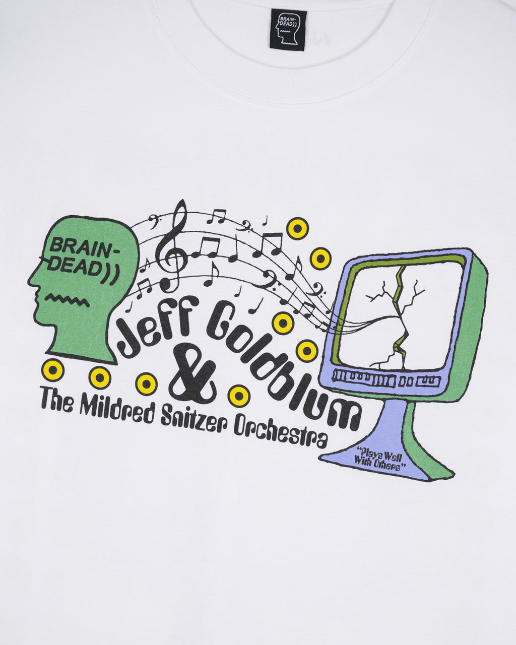 Brain Dead x Jeff Goldblum & The Mildred Snitzer Orchestra "Plays Well With Others" T-shirt - White 3