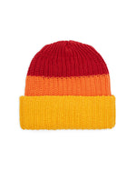 Safety Logo Head PVC Tri-Colorblock Cotton Beanie - Red/Orange/Yellow 2
