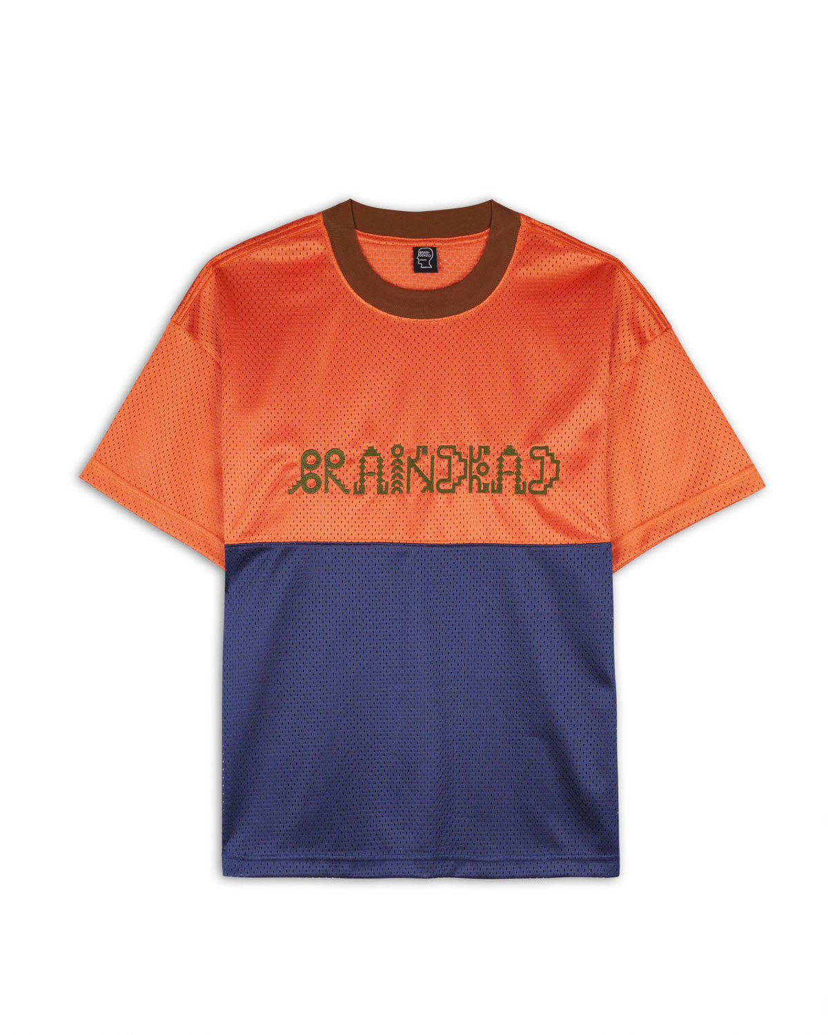 Maze Football Mesh Shirt - Orange/Navy 1