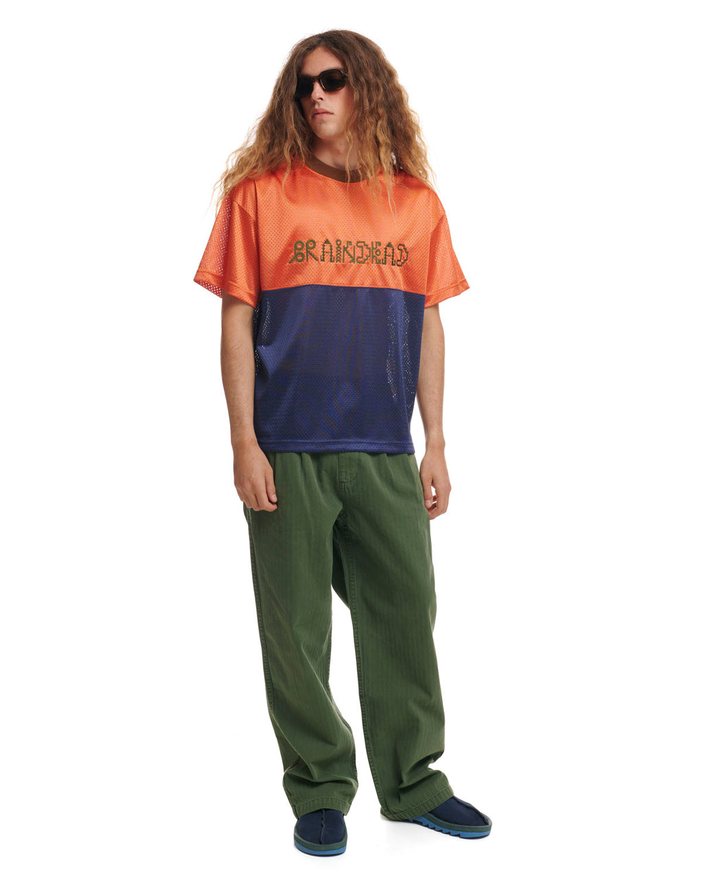 Maze Football Mesh Shirt - Orange/Navy 6