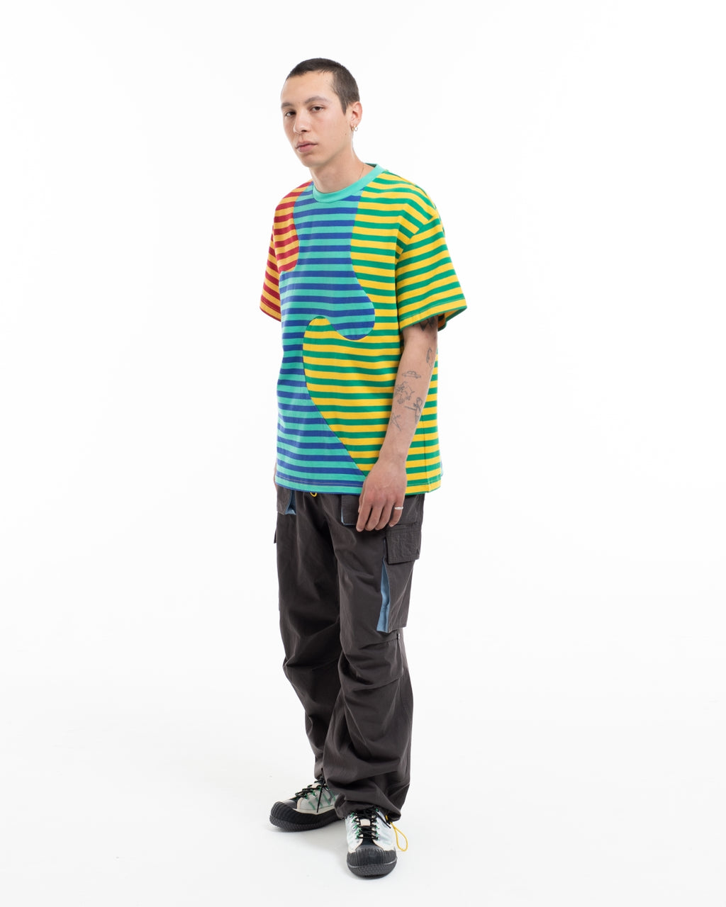 Organic Paneled Stripe Shirt - Green 3