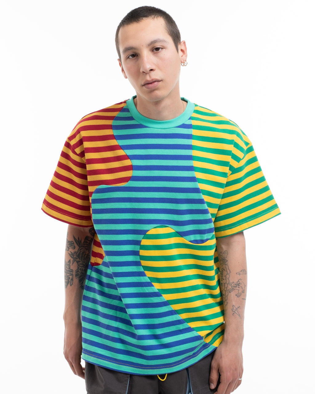 Organic Paneled Stripe Shirt - Green 6