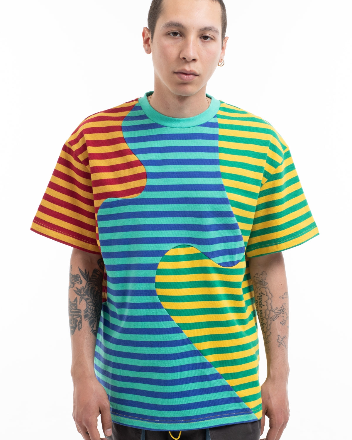 Organic Paneled Stripe Shirt - Green 7