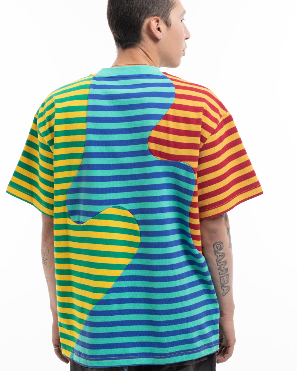 Organic Paneled Stripe Shirt - Green 8
