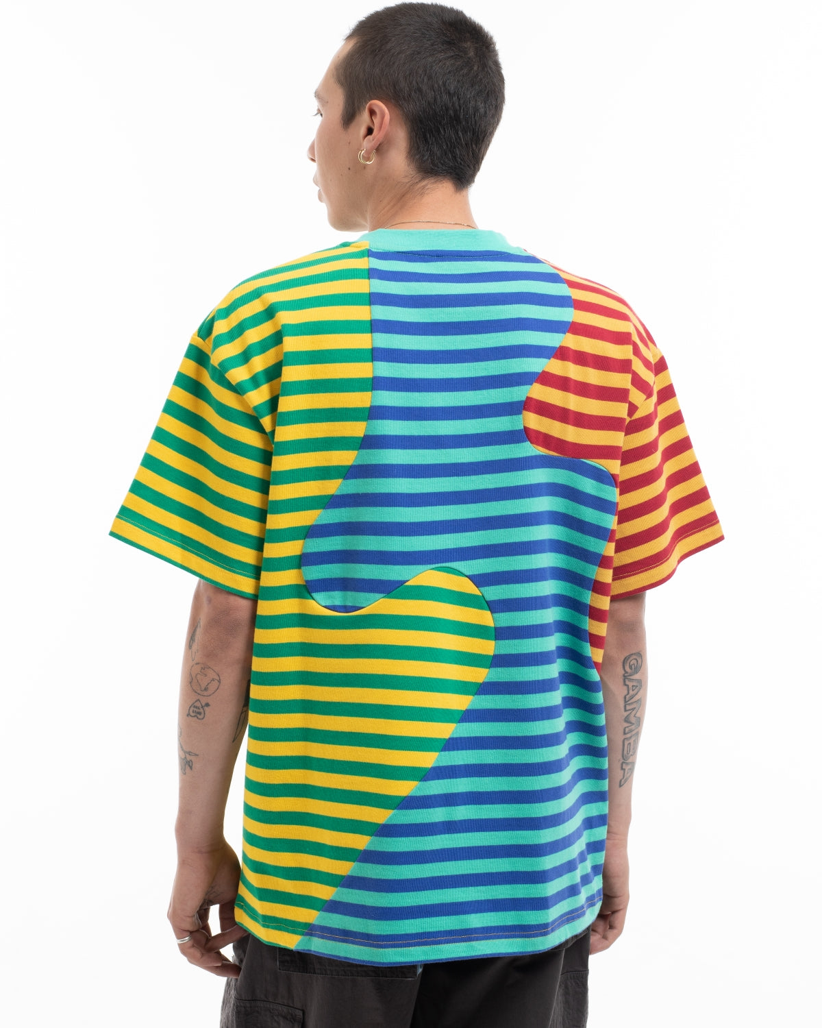 Organic Paneled Stripe Shirt - Green 9