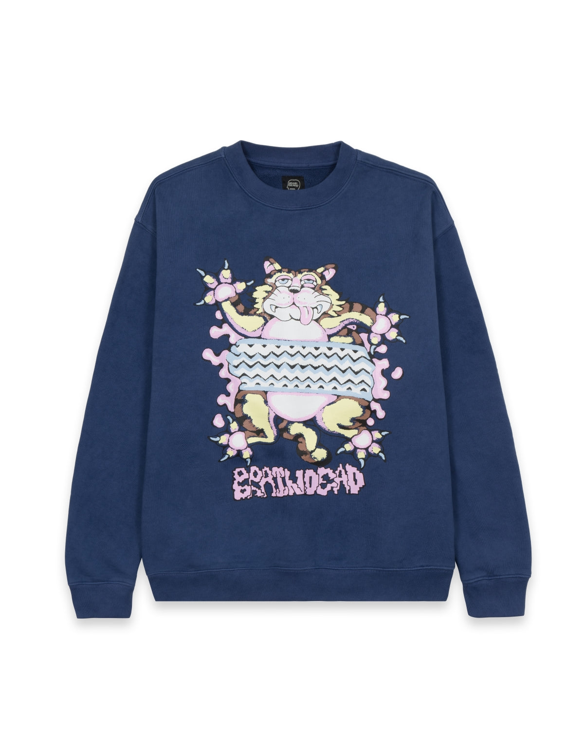 Relaxed Cat Crewneck - Washed Navy 1