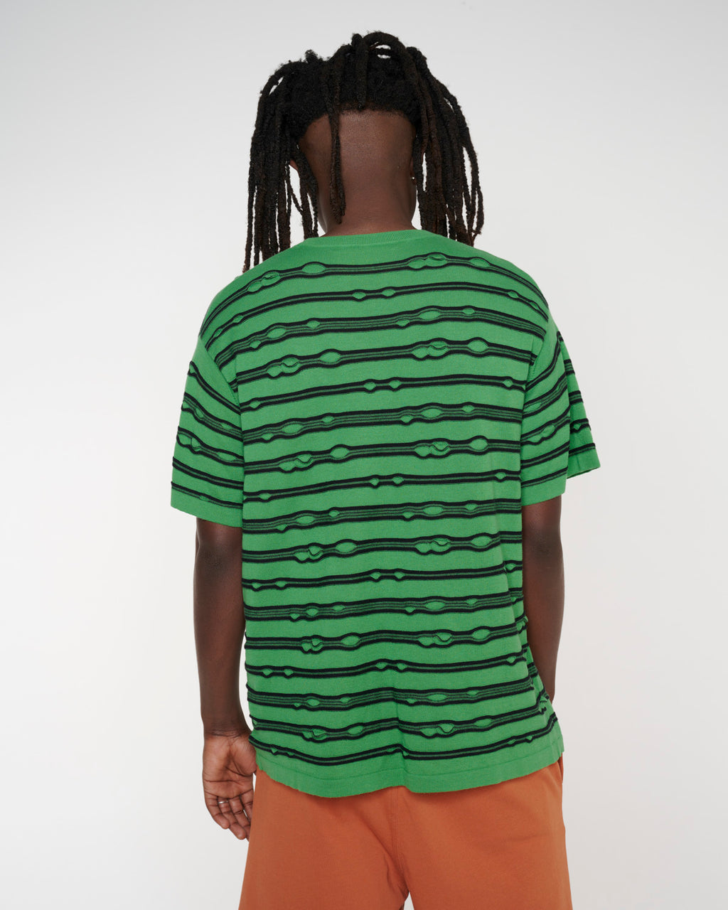 Puckered Striped T-shirt - Kelly Green 6