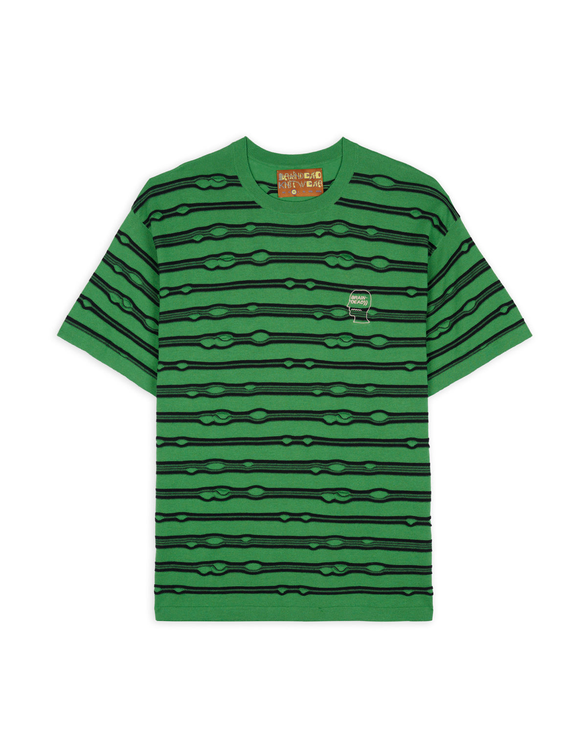 Puckered Striped T-shirt Kelly Green – Brain Dead