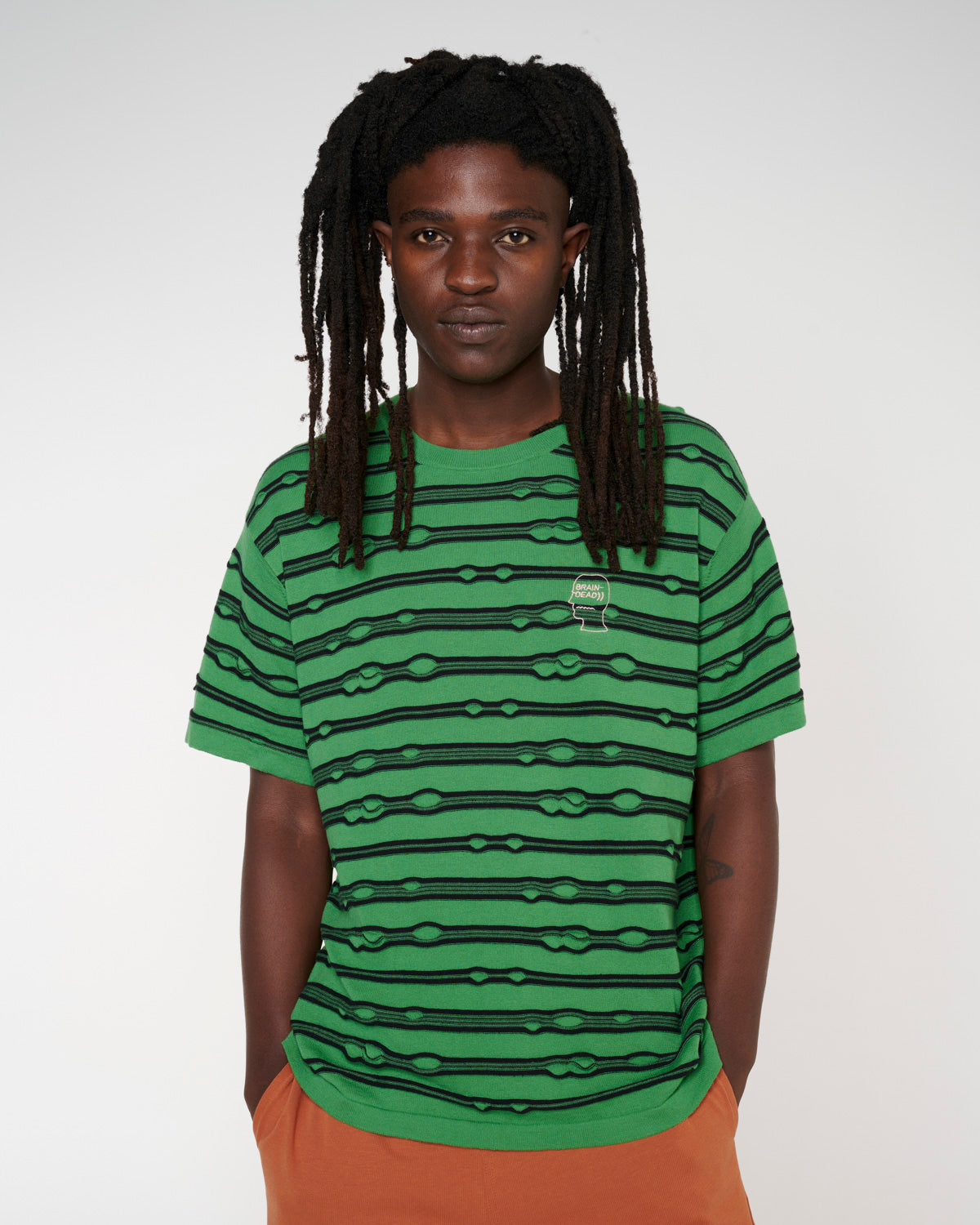 Puckered Striped T-shirt - Kelly Green 4