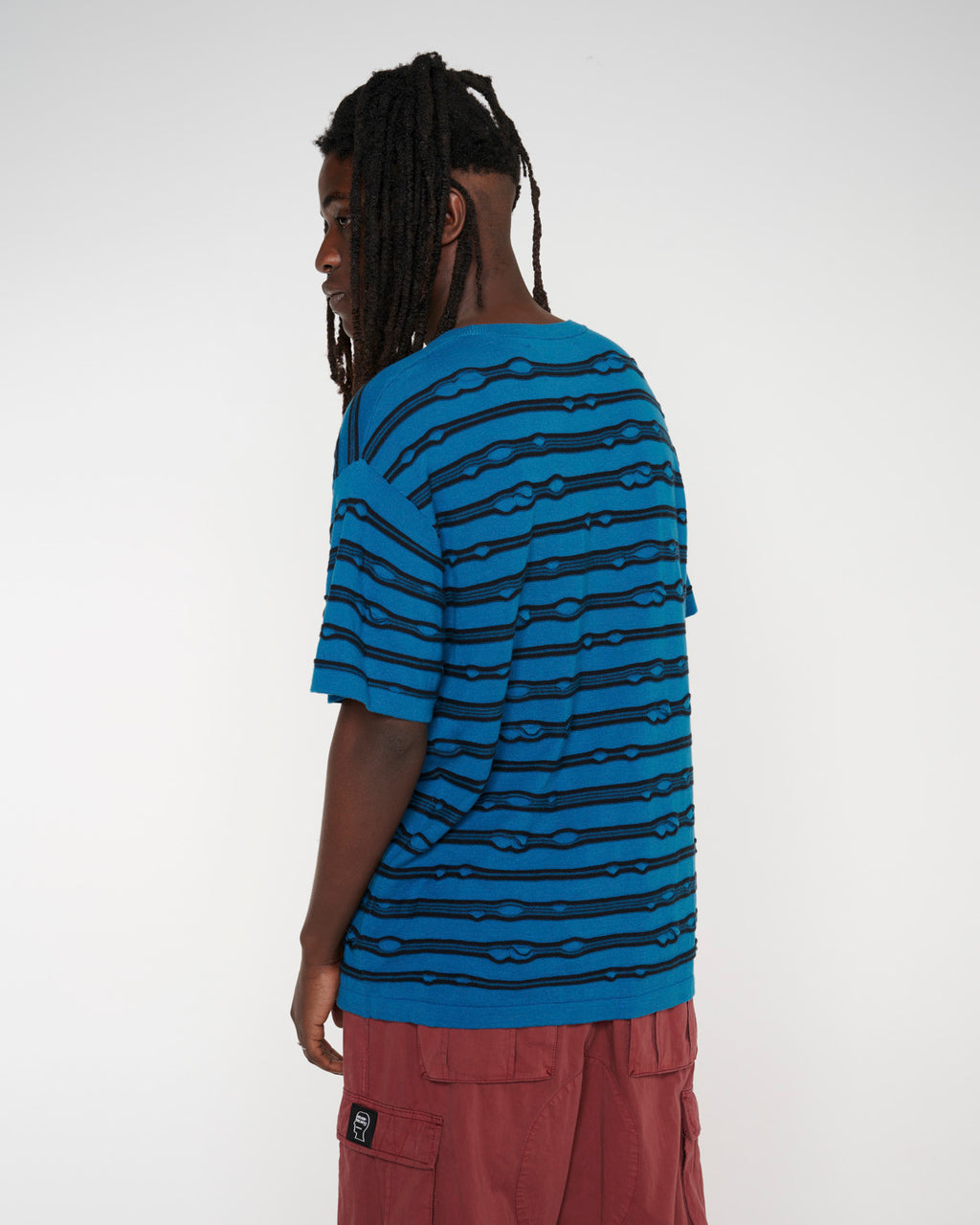 Puckered Striped T-shirt - Teal 6