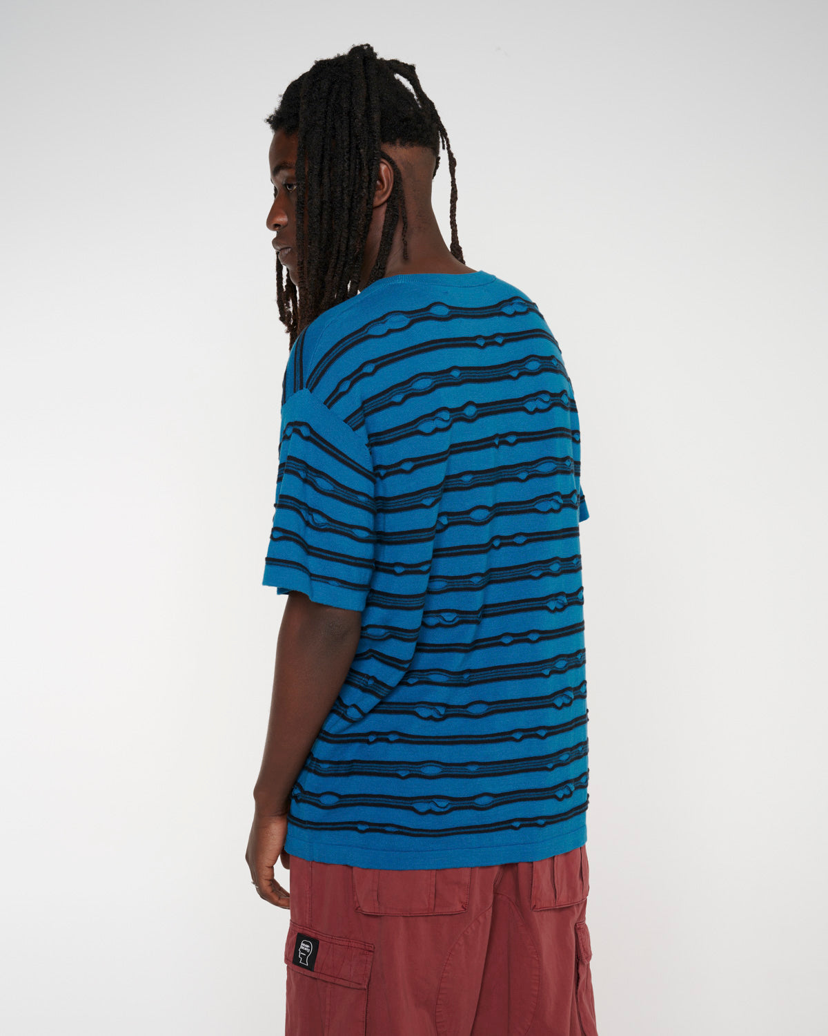 Puckered Striped T-shirt - Teal 6