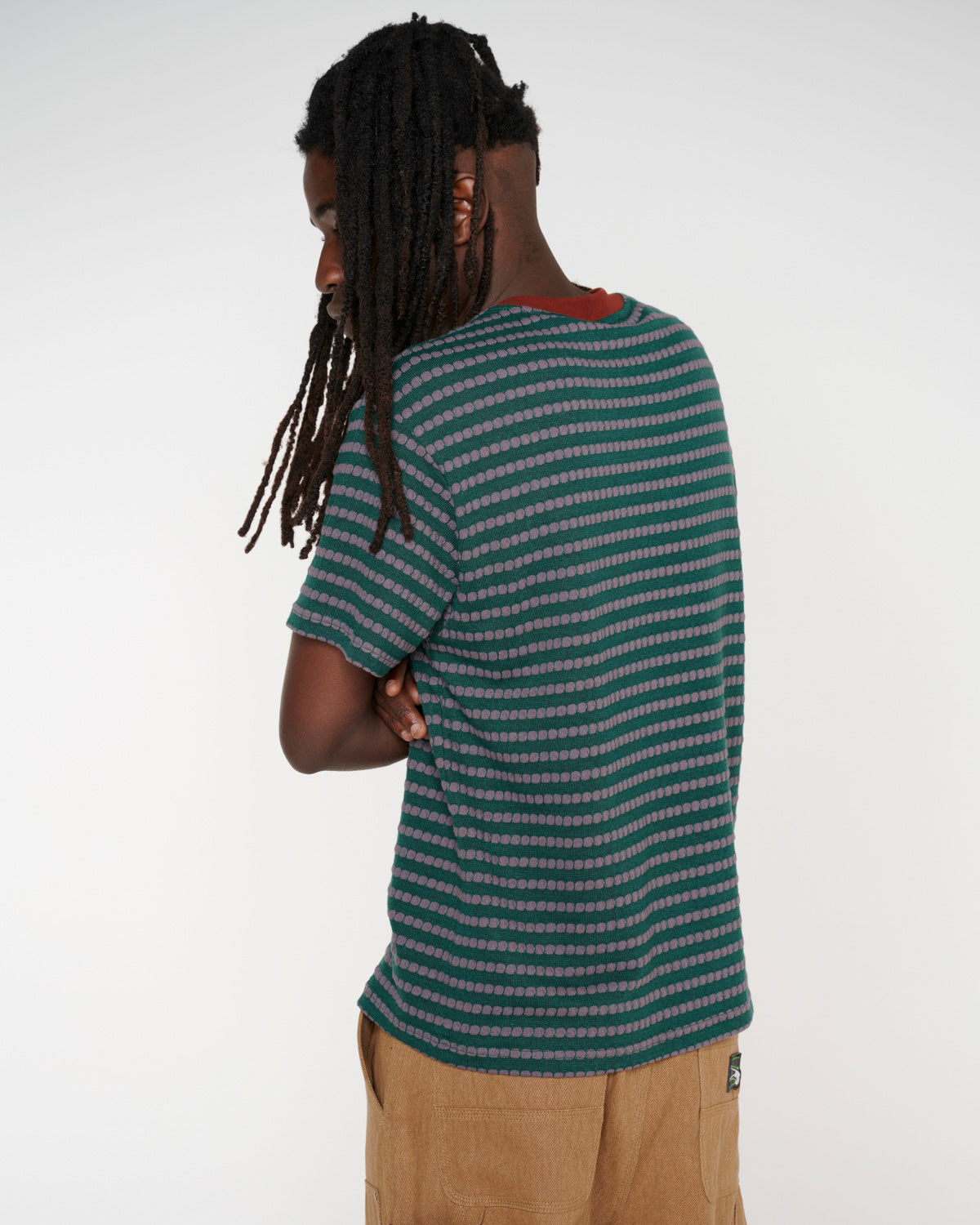 Raised Dot Striped T-shirt - Forest Green 6