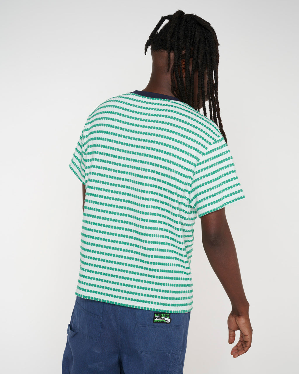 Raised Dot Striped T-shirt - Seafoam 6