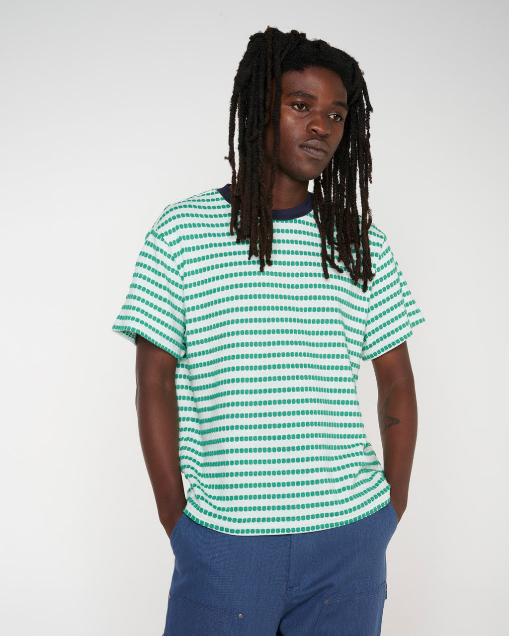 Raised Dot Striped T-shirt - Seafoam 4