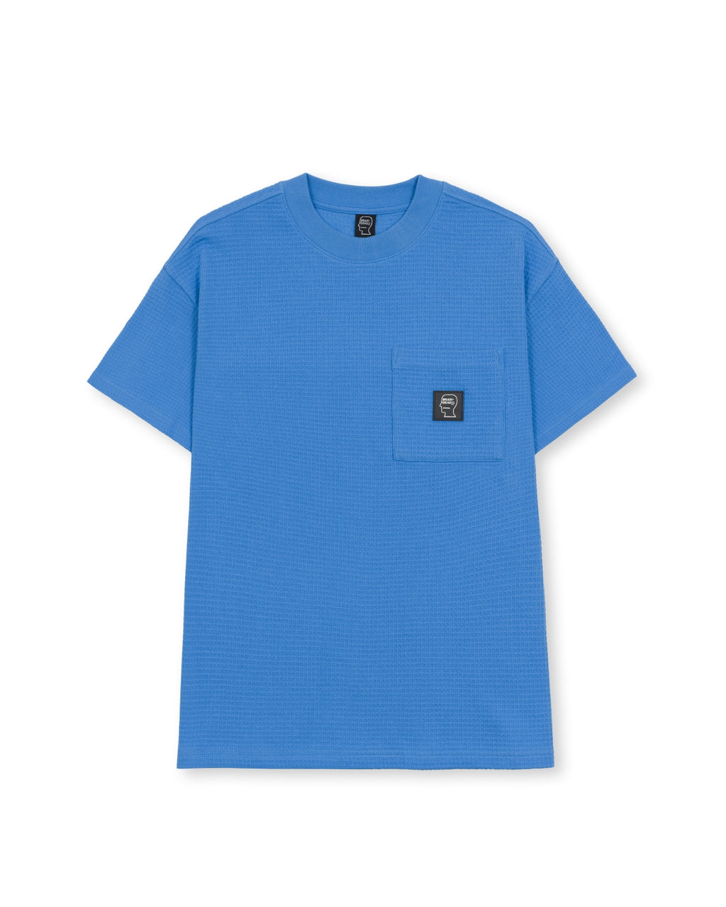 Waffle Knit Mockneck Pocket Shirt W/ PVC - Light Blue
