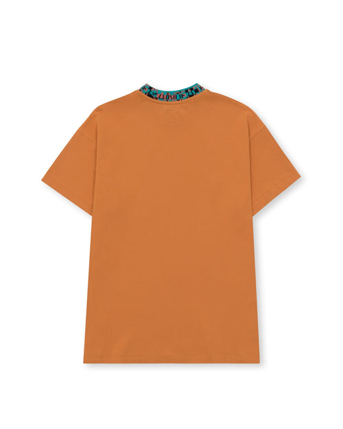 Jacquarded Collar Pique Mock Neck Shirt - Orange 2
