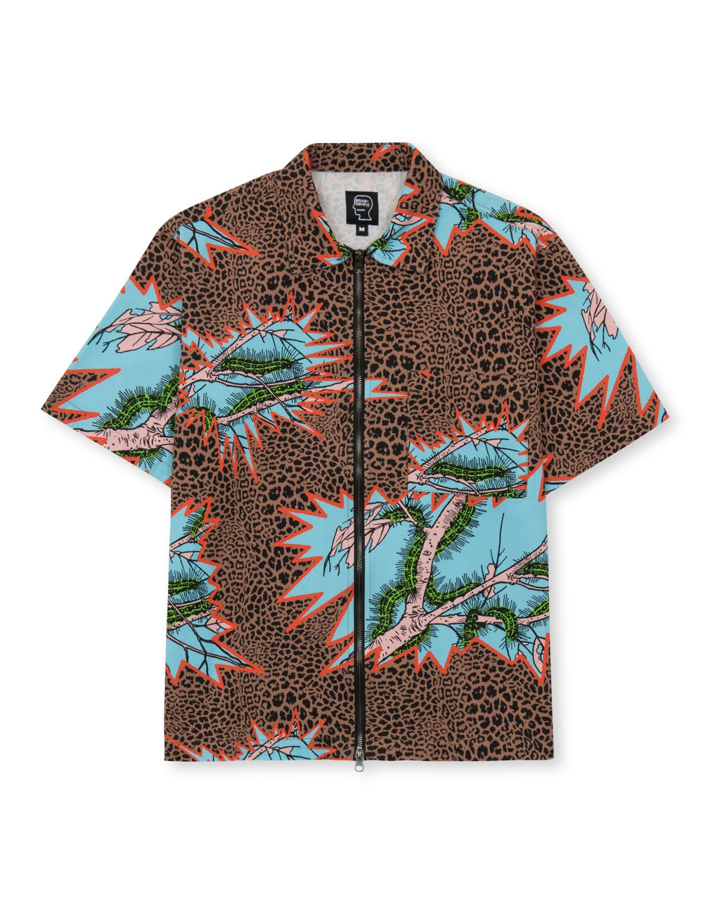 Mutated Cheetah Full Zip Short Sleeve Shirt - Brown