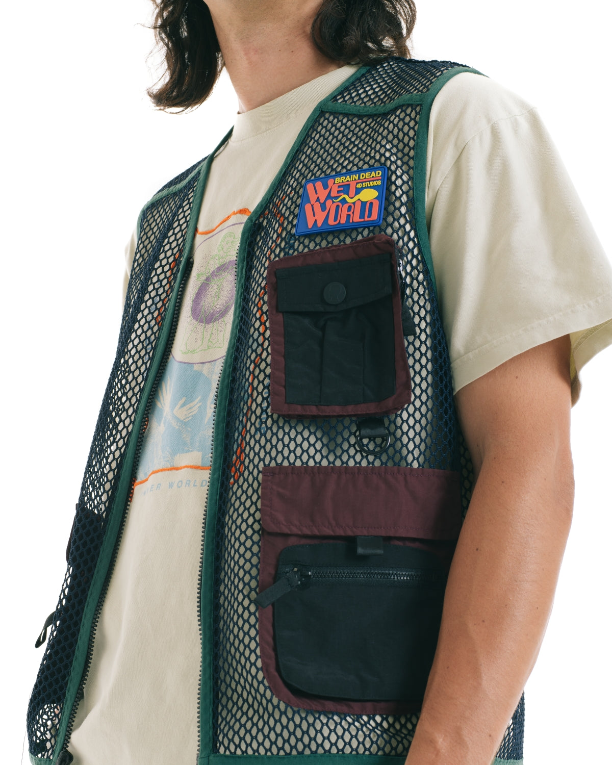 Mesh Fisherman Vest - Navy – Brain Dead