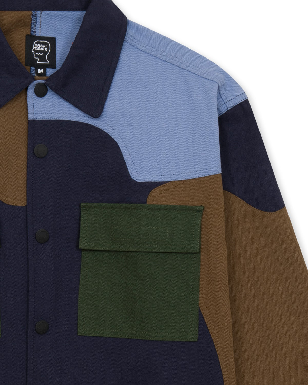Patchwork Military Field Shirt Jacket - Navy 3