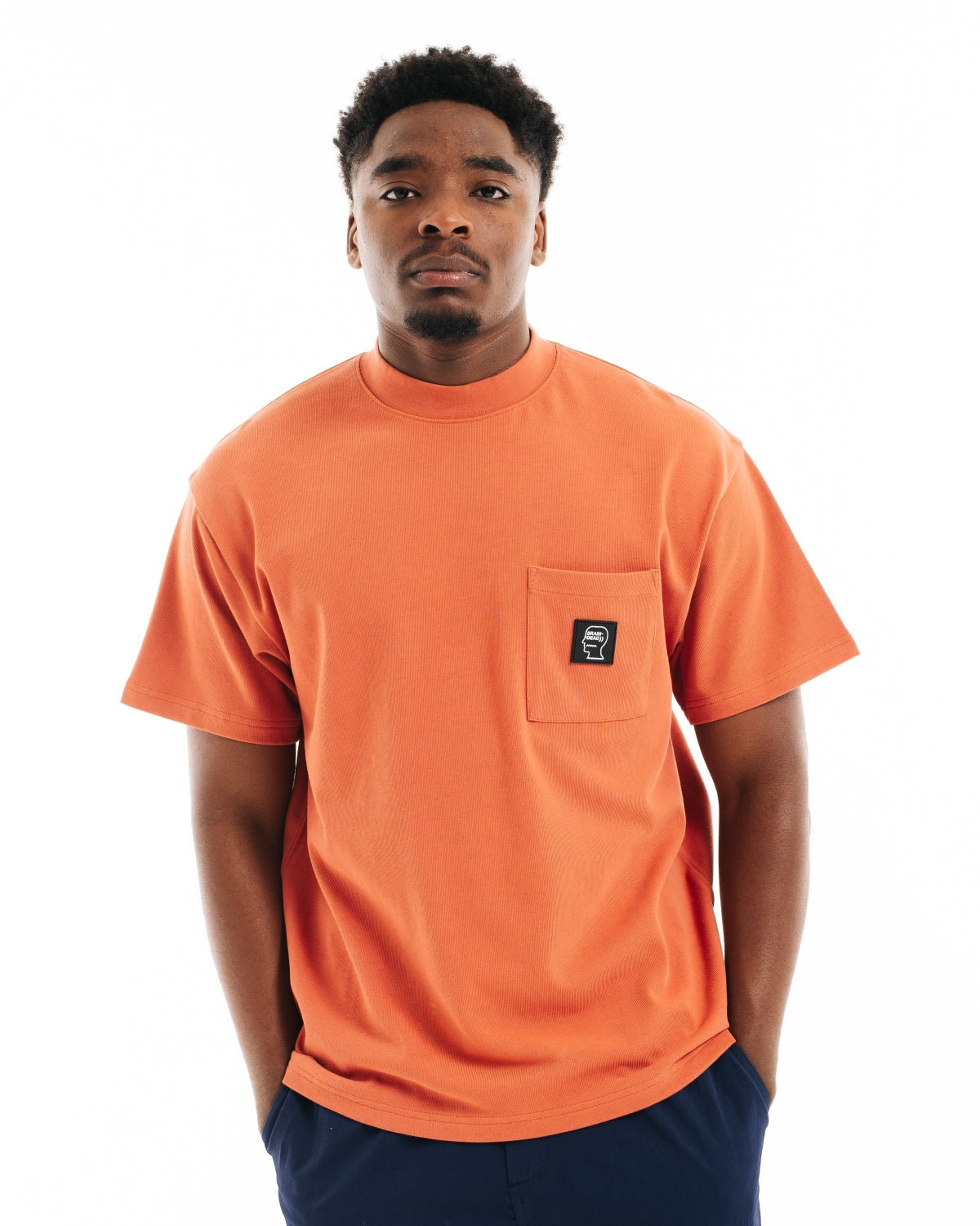 Heavyweight Jersey Mockneck Pocket Shirt W/ PVC - Orange