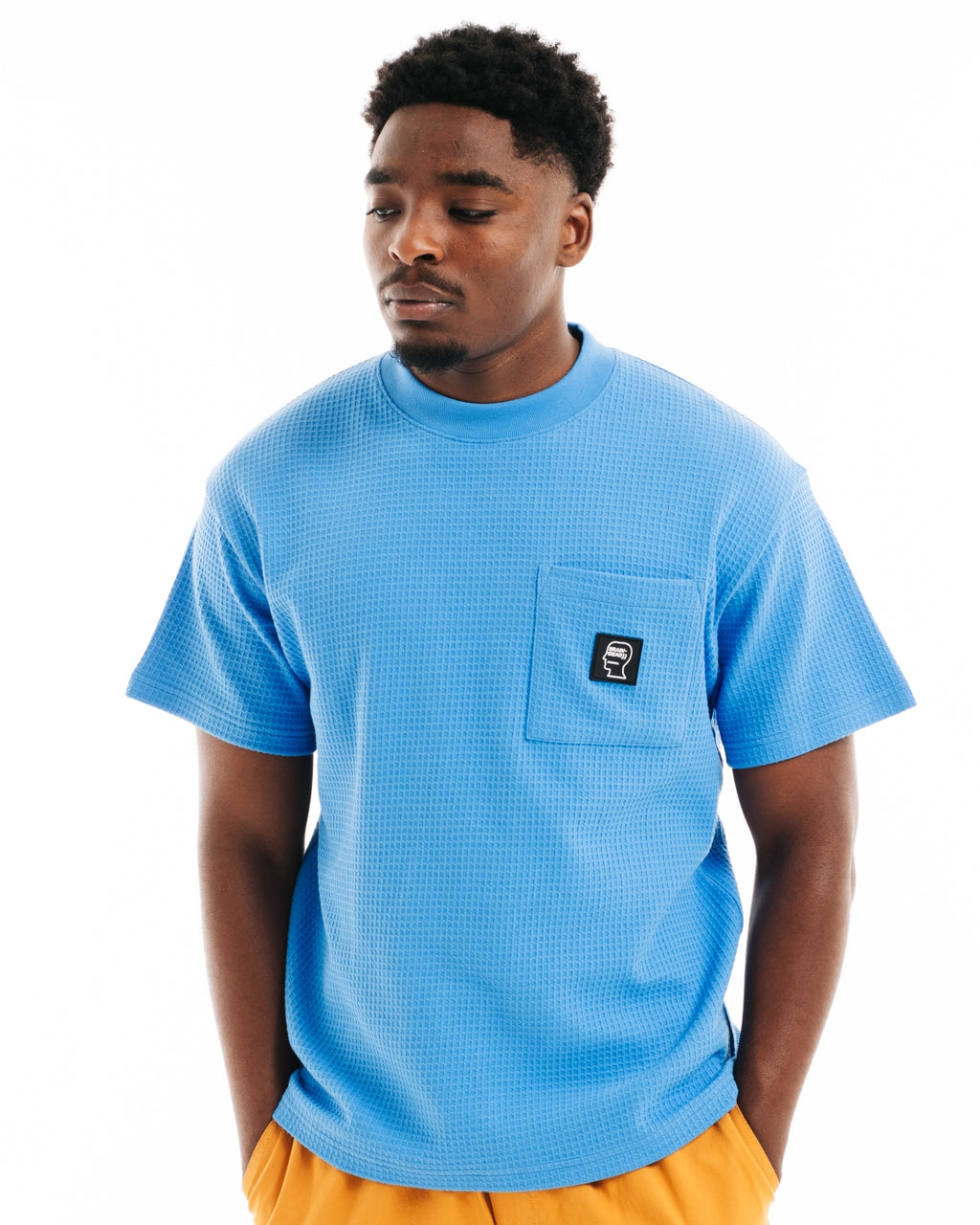 Waffle Knit Mockneck Pocket Shirt W/ PVC - Light Blue 4