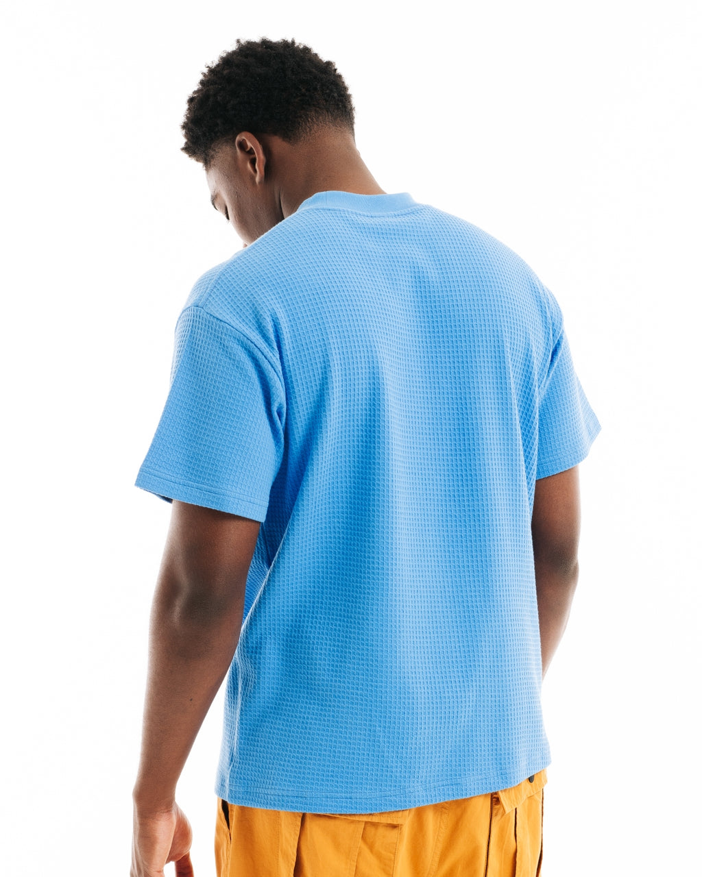 Waffle Knit Mockneck Pocket Shirt W/ PVC - Light Blue 6