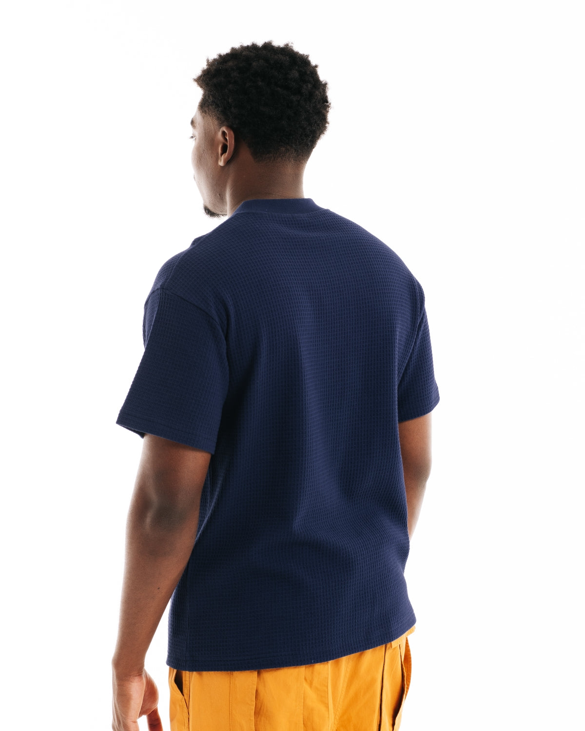 Waffle Knit Mockneck Pocket Shirt W/ PVC - Navy 6