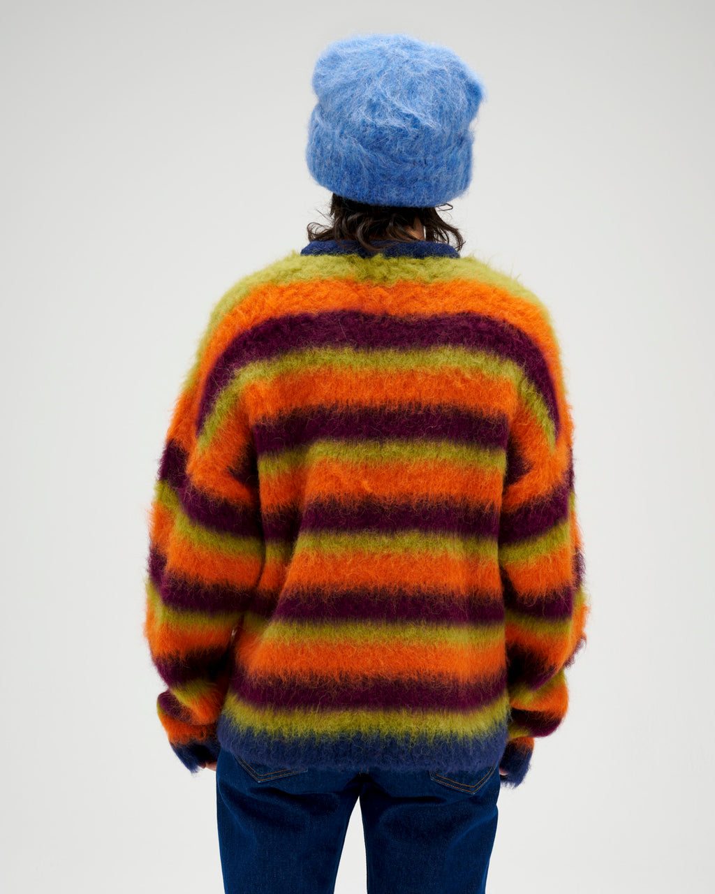 Blurry Lines Alpaca Crewneck Sweater - Orange Multi 7