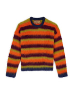 Blurry Lines Alpaca Crewneck Sweater - Orange Multi 1