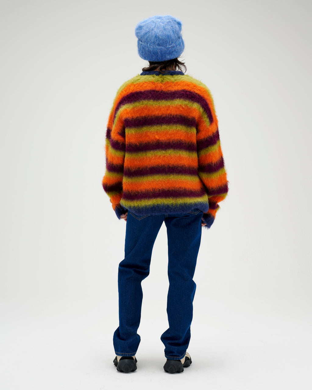 Blurry Lines Alpaca Crewneck Sweater - Orange Multi 8