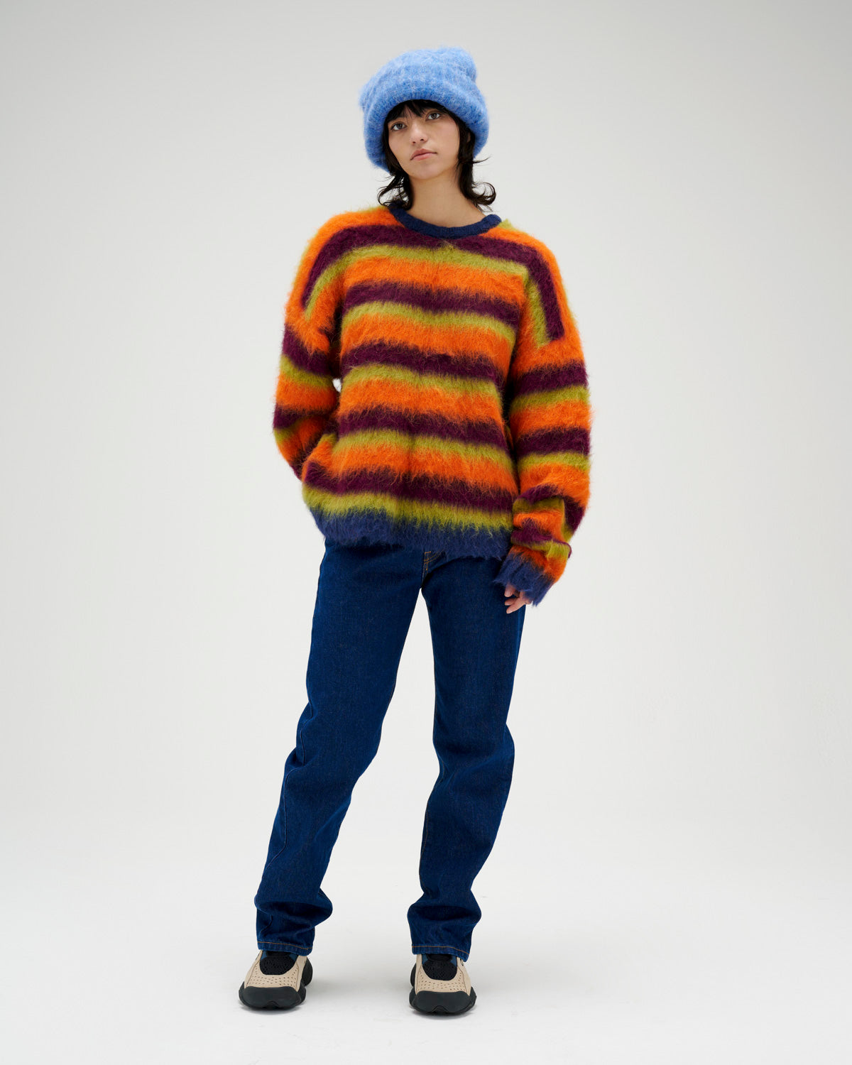 Blurry Lines Alpaca Crewneck Sweater - Orange Multi 9