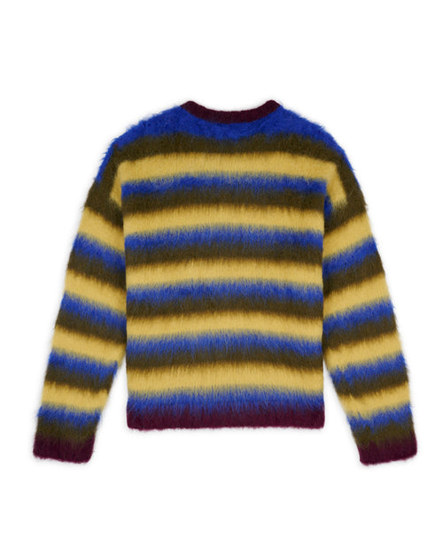 Blurry Lines Alpaca Crewneck Sweater - Yellow Multi 2