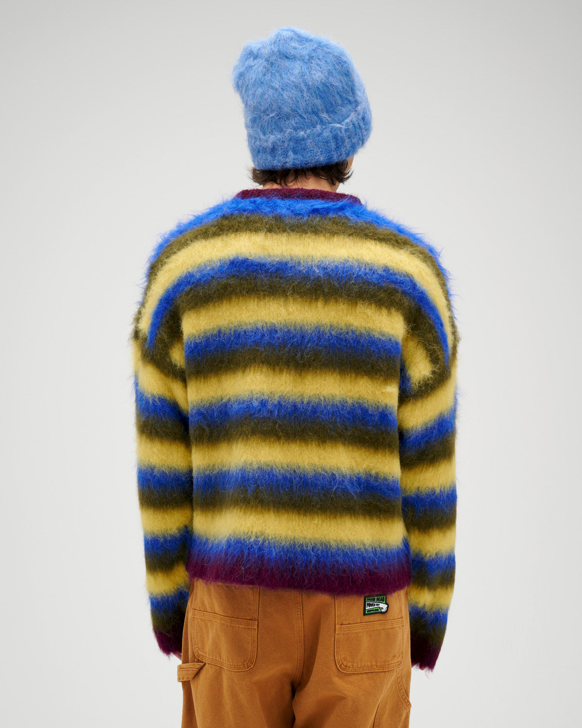 Blurry Lines Alpaca Crewneck Sweater - Yellow Multi 7
