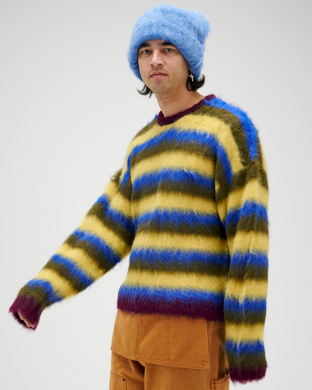 Blurry Lines Alpaca Crewneck Sweater - Yellow Multi 5