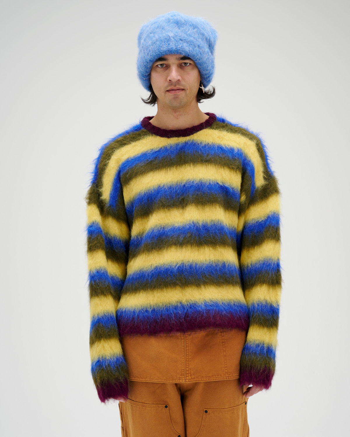 Blurry Lines Alpaca Crewneck Sweater - Yellow Multi 6
