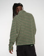 Striped Micro Sherpa Overshirt - Green/Multi 7