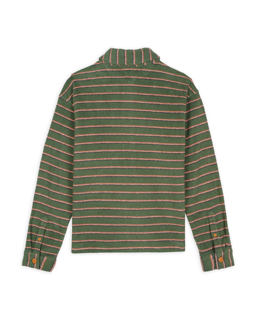 Striped Micro Sherpa Overshirt - Green/Multi 2