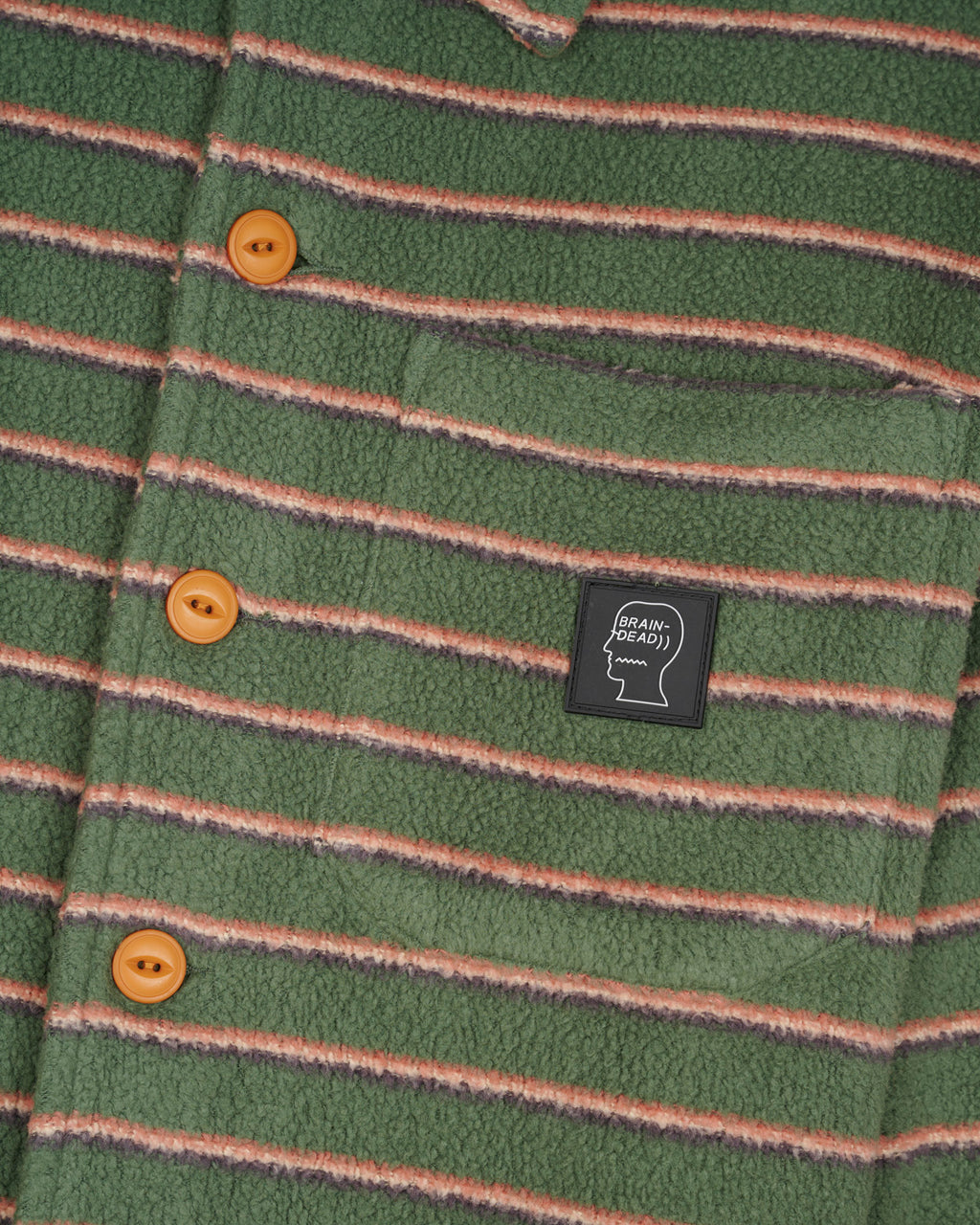 Striped Micro Sherpa Overshirt - Green/Multi 3