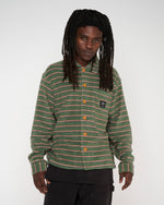 Striped Micro Sherpa Overshirt - Green/Multi 6