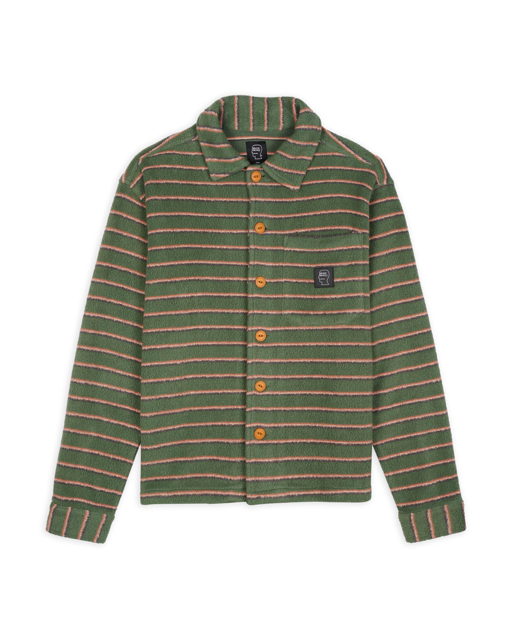 Striped Micro Sherpa Overshirt - Green/Multi