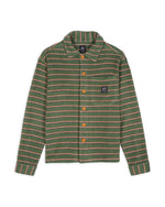 Striped Micro Sherpa Overshirt - Green/Multi 1