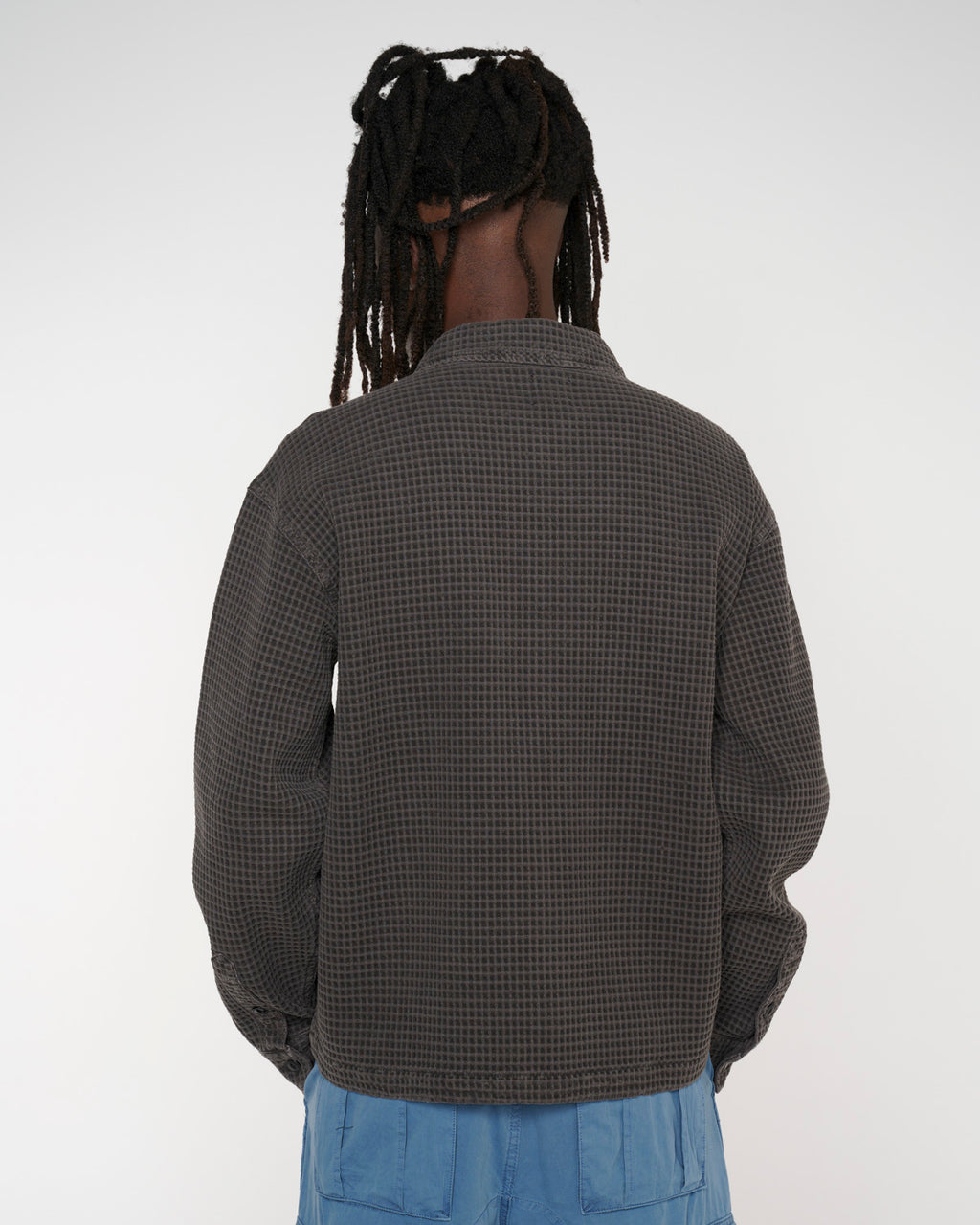 Waffle Button Front Shirt - Charcoal 6