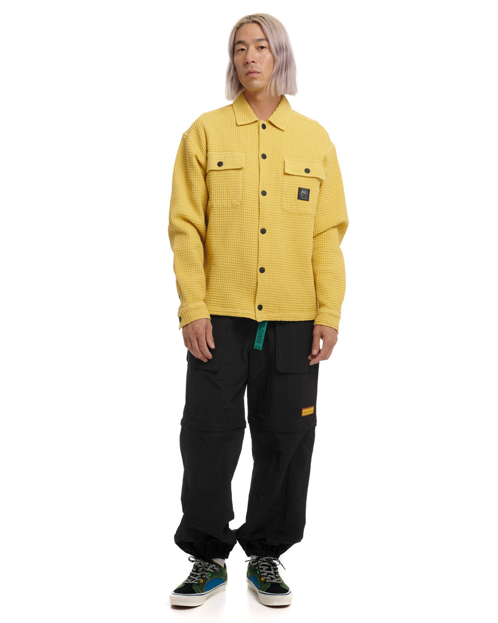 Waffle Snap Front Shirt - Mustard 5