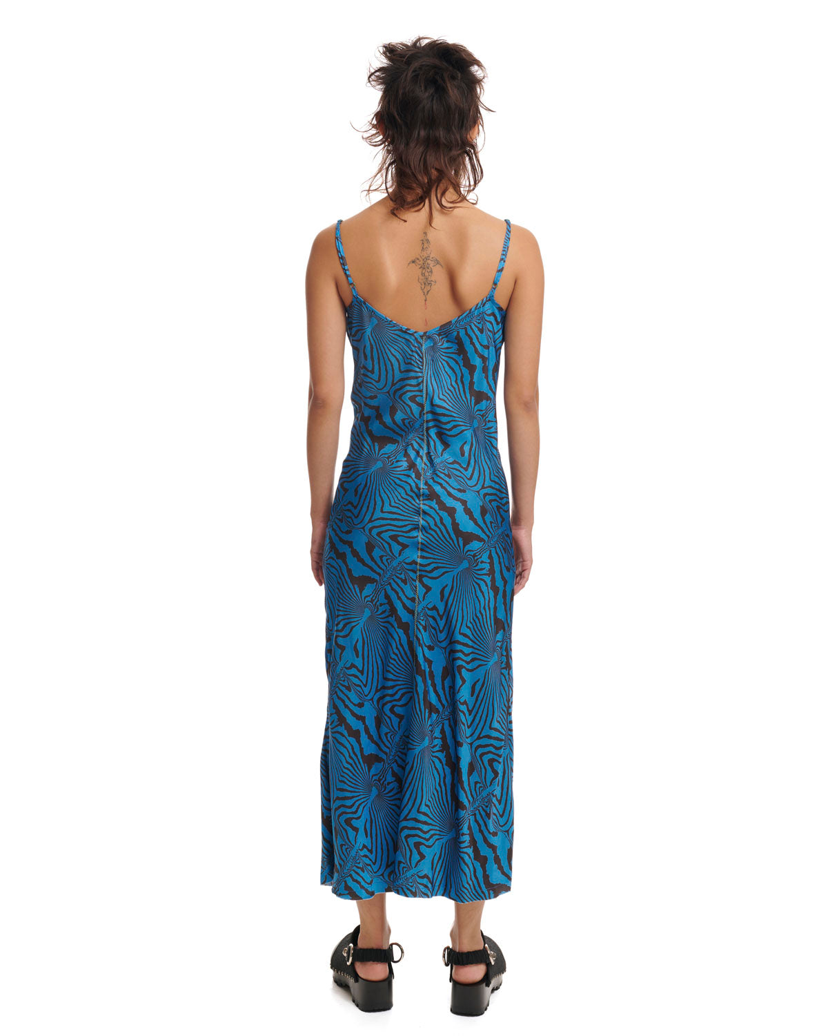 Warped Zebra Slip Dress - Blue 5