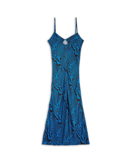 Warped Zebra Slip Dress - Blue 2