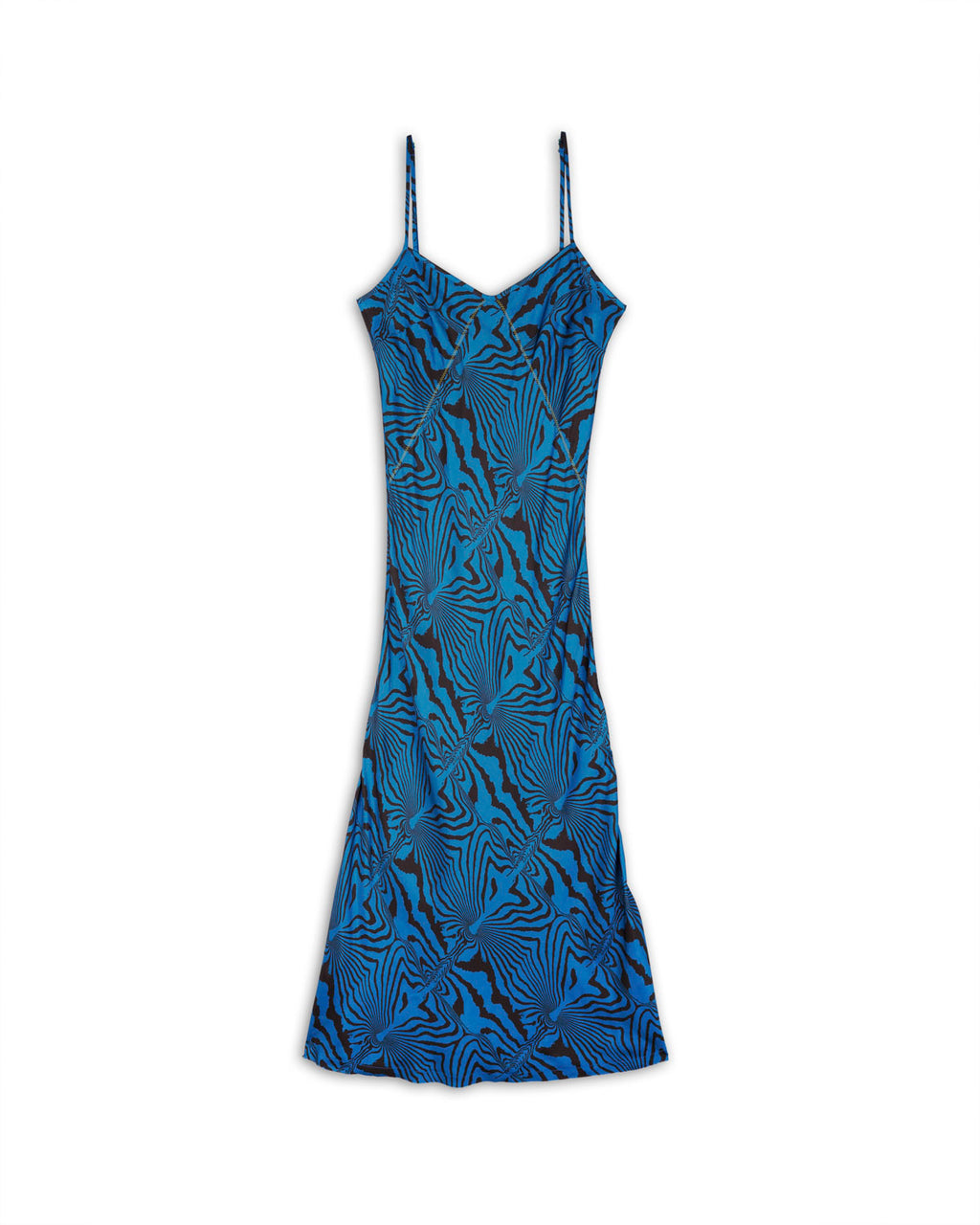 Warped Zebra Slip Dress - Blue