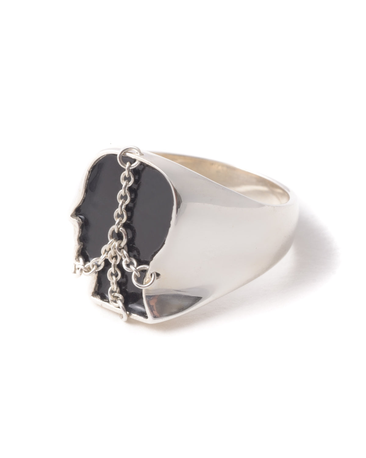 Logo Head Chained Forever Ring - Silver