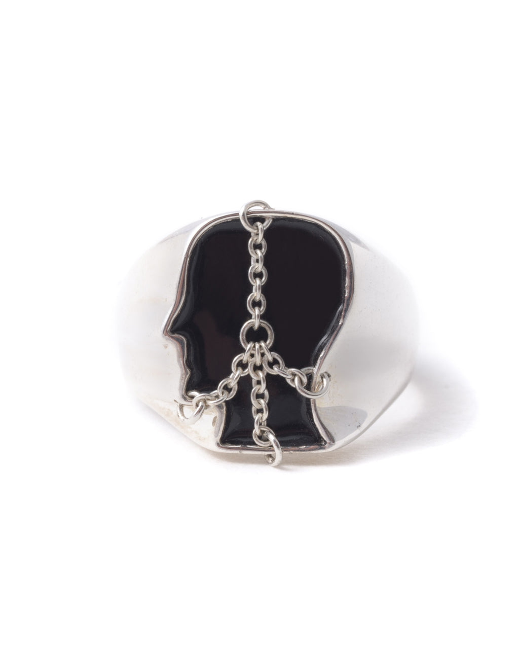 Logo Head Chained Forever Ring - Silver