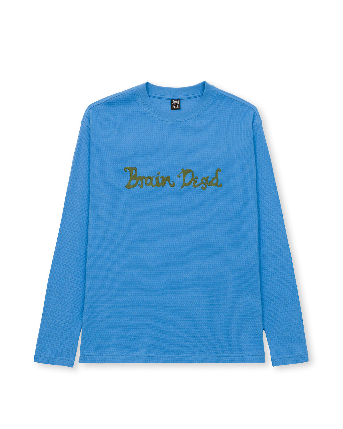 Brain Dead Embroidered Waffle Long Sleeve - Blue 1